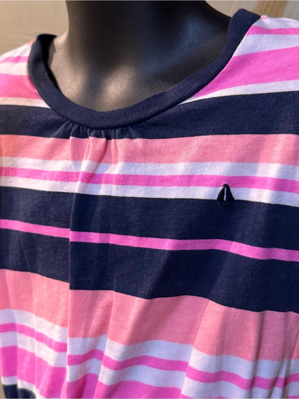 Carter's Girls Size 5 Pink & Navy Blue Striped Cinch Tunic Top / Short Dress